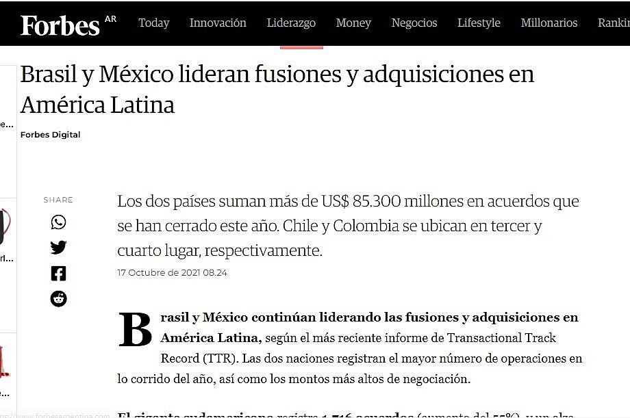 Brasil y Mxico lideran fusiones y adquisiciones en Amrica Latina